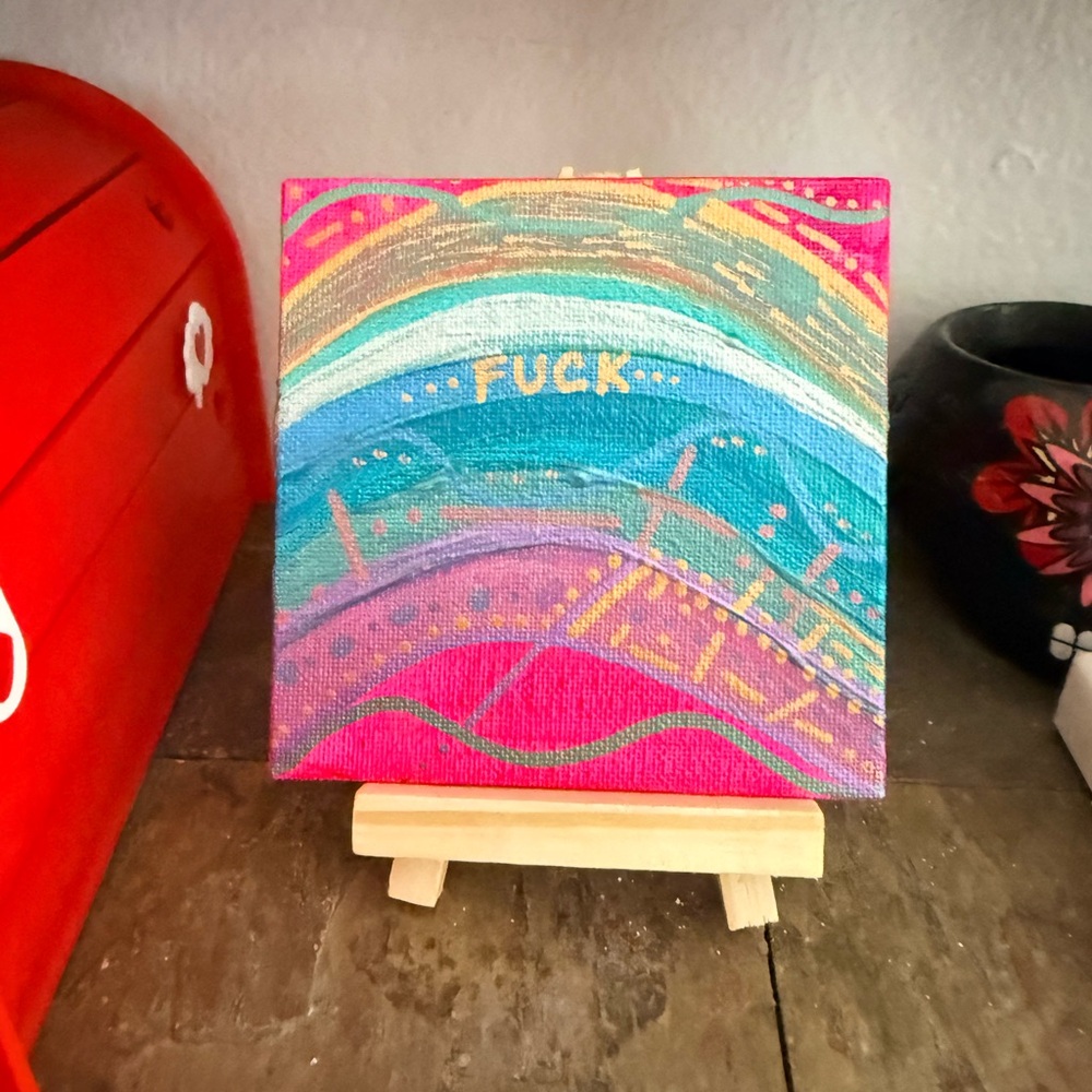 Small Art  is the coolest. Small but might Abstract Canvas Art with holder thing